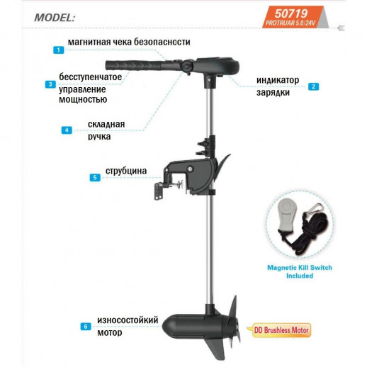 Электромотор Haswing Protruar G 5.0 л.с. 160lbs 24V 50719 безщеточный