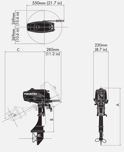 Лодочный мотор Tohatsu M3.5B2 L